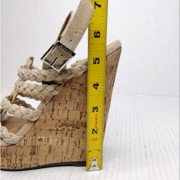 SCHUTZ Beige Braided Straps Boho Resort Cork Wedge Sandals - Picture 14 of 16